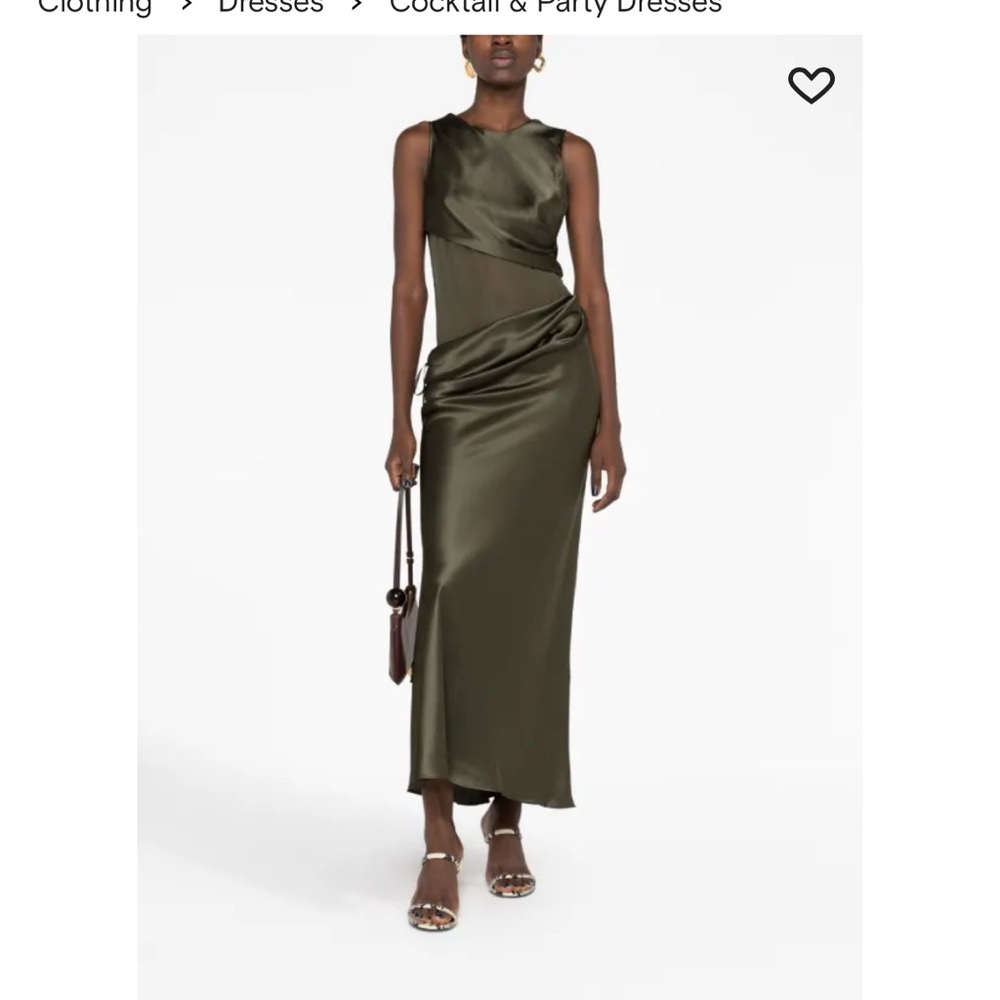 Elegant Olive Green Satin Dress